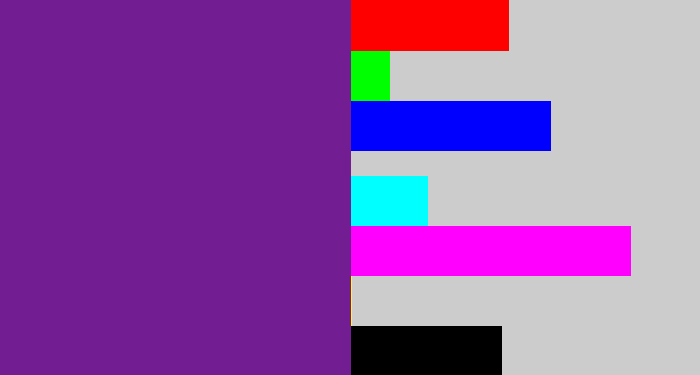 Hex color #721d92 - purple