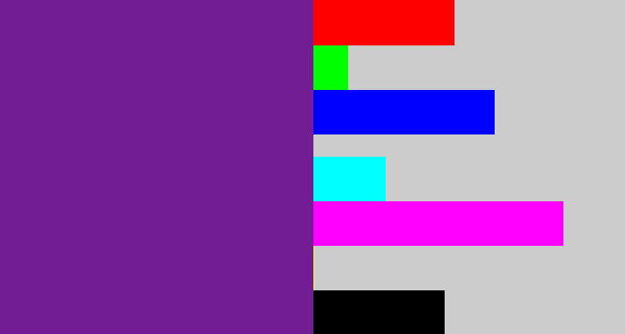 Hex color #721d94 - purple