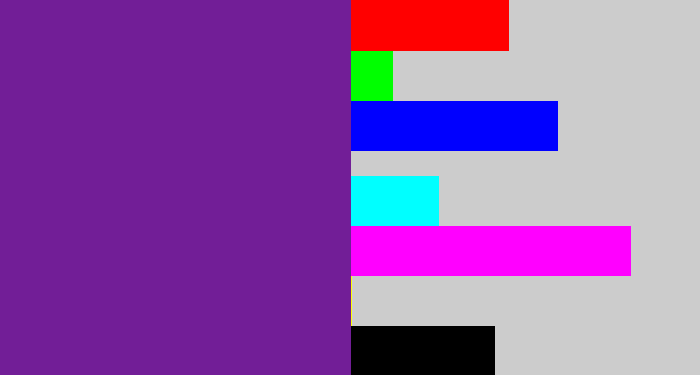 Hex color #721e97 - purple