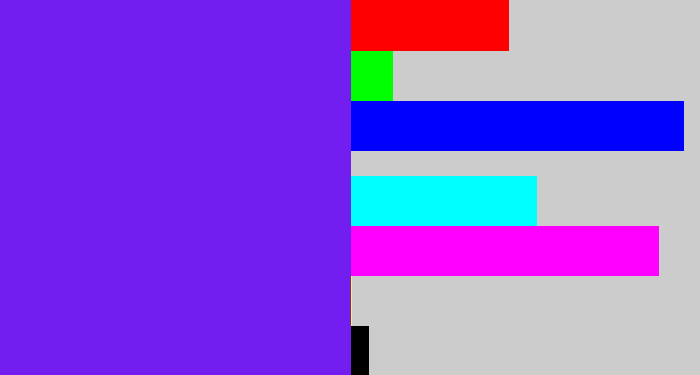 Hex color #721ef1 - purply blue