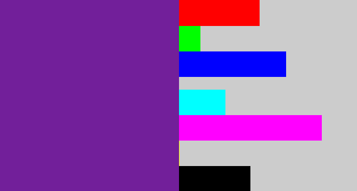 Hex color #721f9a - purple
