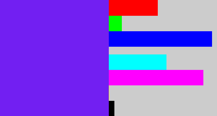 Hex color #721ff2 - purply blue