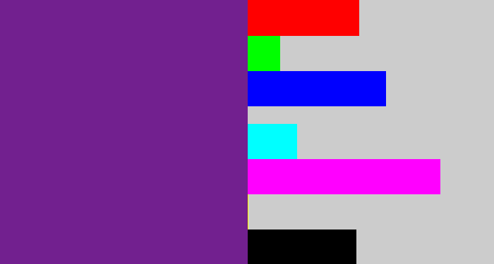 Hex color #72208f - purple