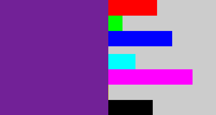 Hex color #722197 - purple