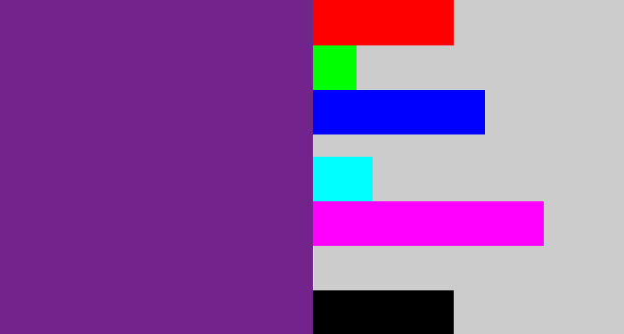 Hex color #72248c - purple