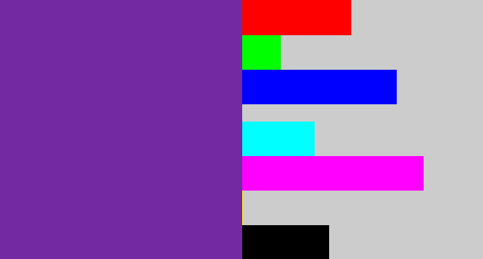 Hex color #7229a2 - purple