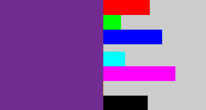 Hex color #722c91 - purple