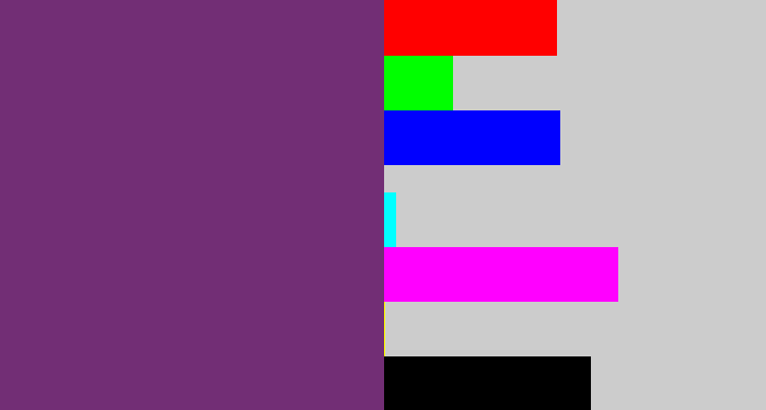 Hex color #722e75 - darkish purple