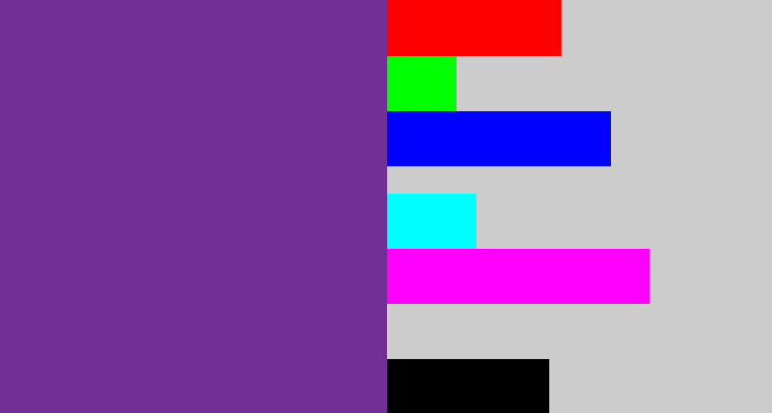 Hex color #722f95 - purple