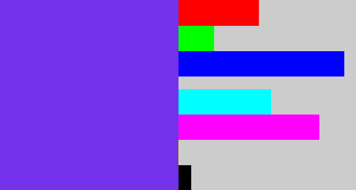 Hex color #7232ec - bluish purple