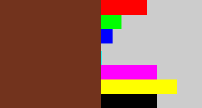 Hex color #72331d - reddish brown