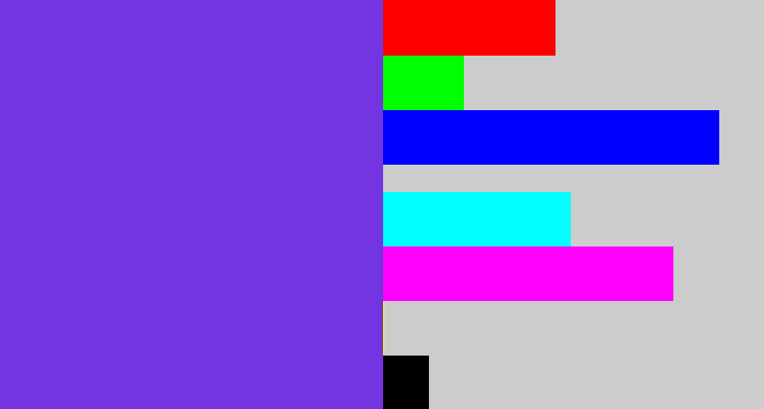 Hex color #7235e1 - bluish purple