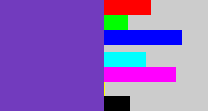 Hex color #723bbe - bluey purple