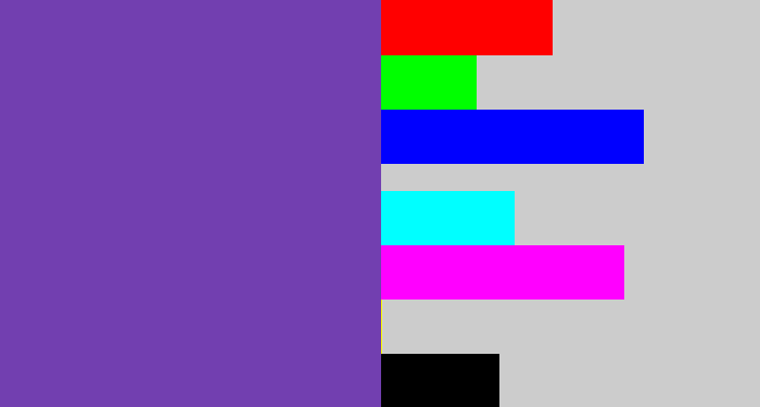 Hex color #723fb0 - bluey purple