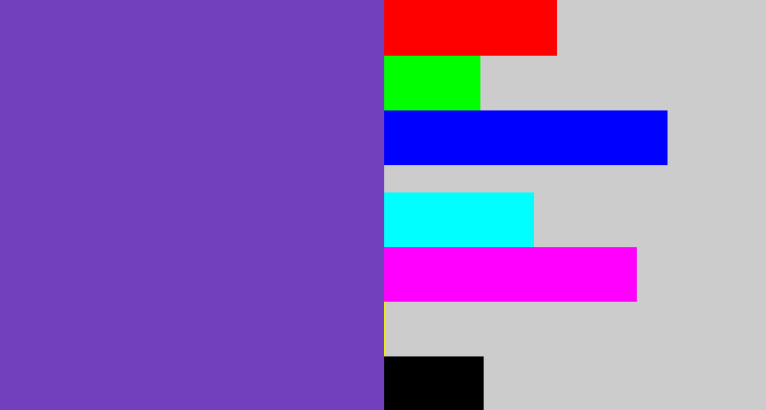 Hex color #7240bc - bluey purple