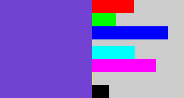 Hex color #7242d2 - bluey purple