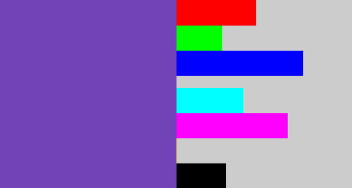 Hex color #7243b7 - bluey purple