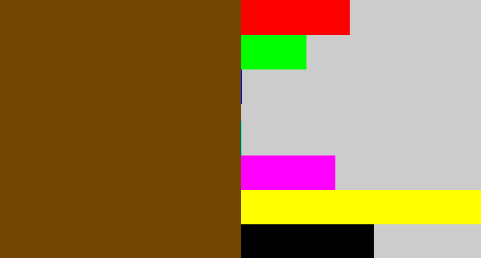 Hex color #724500 - brown