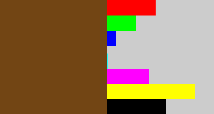 Hex color #724514 - medium brown