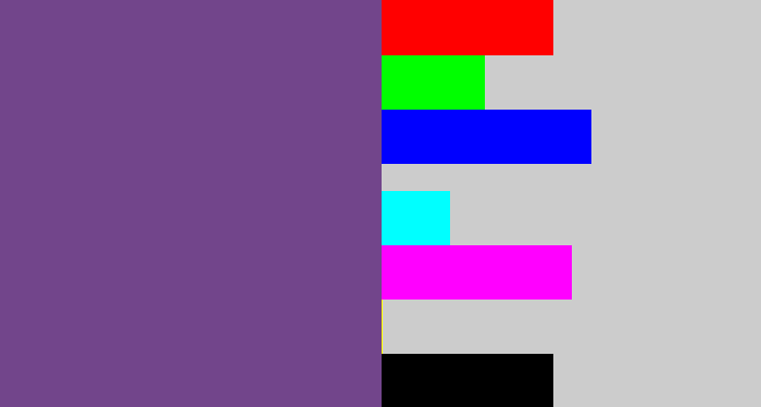 Hex color #72458b - light eggplant