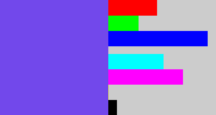 Hex color #7248eb - bluish purple
