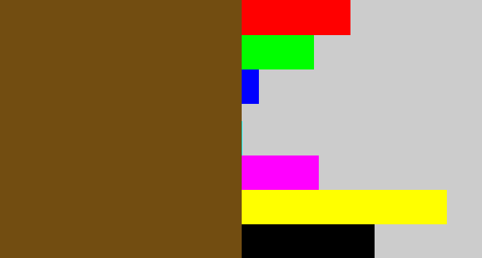 Hex color #724d11 - medium brown