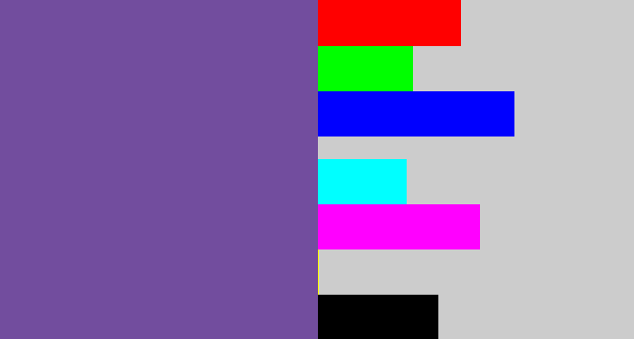 Hex color #724d9e - muted purple