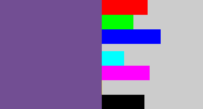 Hex color #724e93 - muted purple