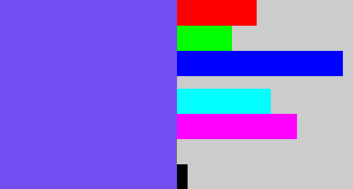 Hex color #724ef0 - bluish purple