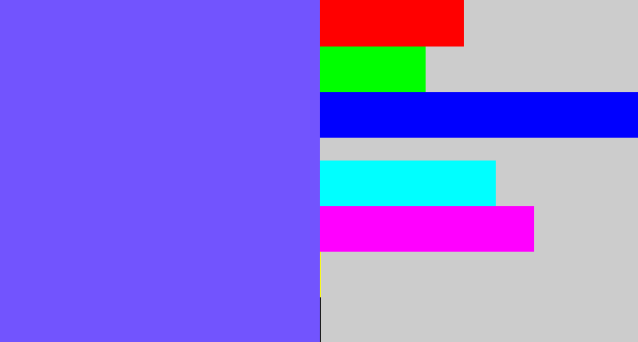 Hex color #7254fe - purpleish blue