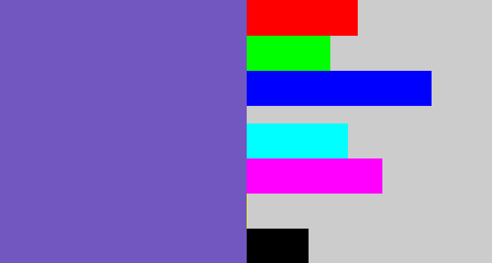 Hex color #7257c0 - light indigo