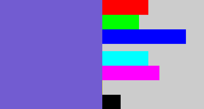 Hex color #725cd1 - light indigo