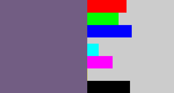 Hex color #725d83 - purplish grey