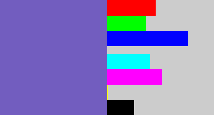 Hex color #725dbf - light indigo