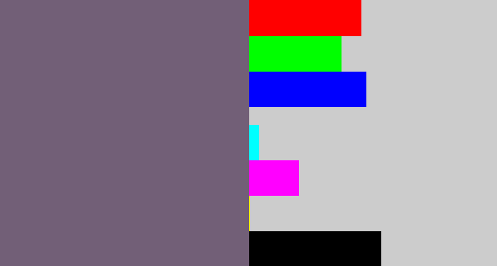 Hex color #725f77 - purplish grey
