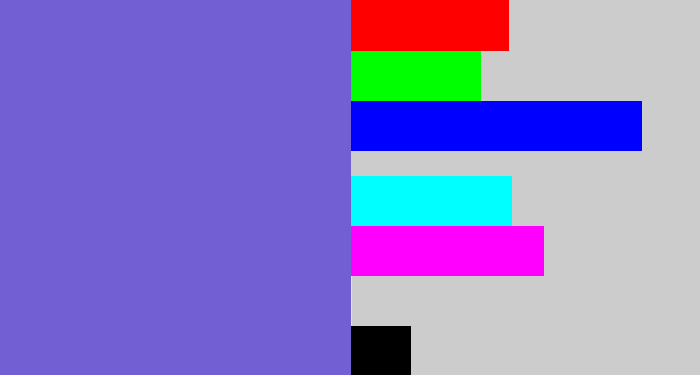 Hex color #725fd4 - light indigo