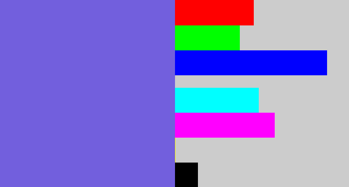 Hex color #725fdd - light indigo