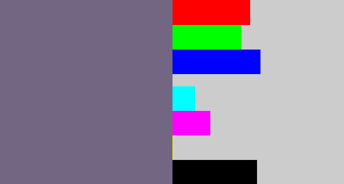 Hex color #726683 - purplish grey