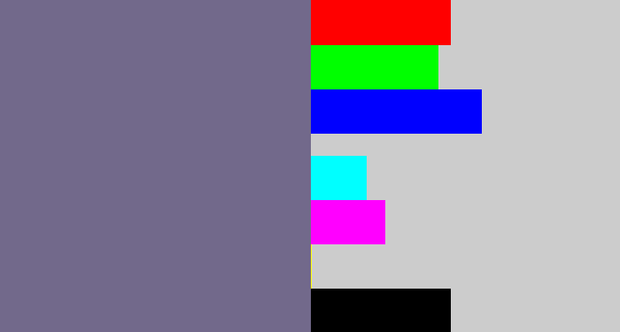 Hex color #72698b - purplish grey