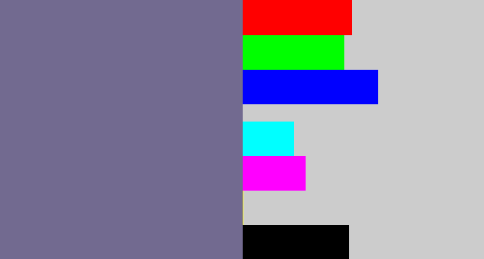 Hex color #726a90 - grey purple