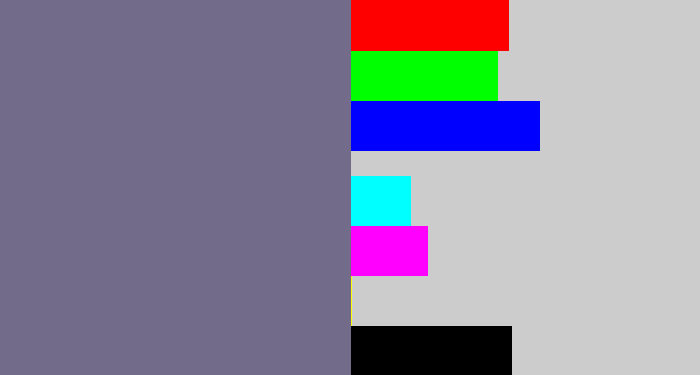Hex color #726b8a - purplish grey