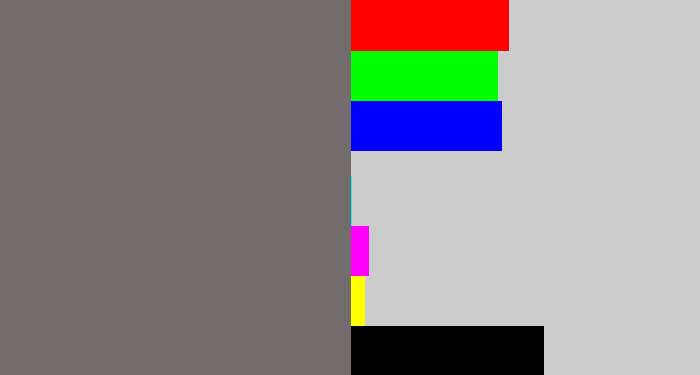 Hex color #726c6d - purplish grey