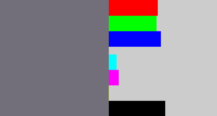 Hex color #726f7a - purplish grey