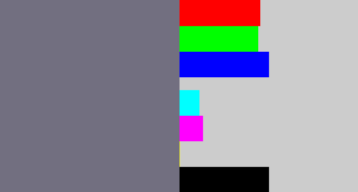 Hex color #726f80 - purplish grey