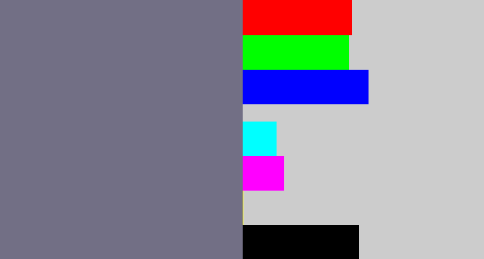 Hex color #726f85 - purplish grey