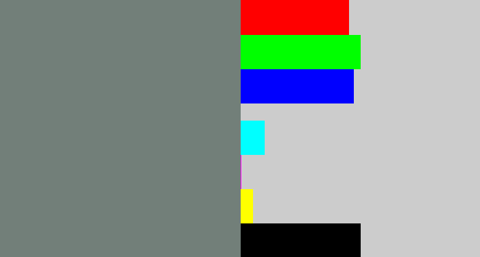 Hex color #727f79 - medium grey