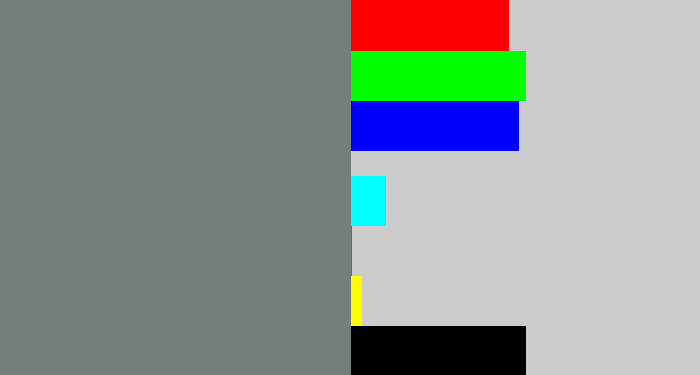 Hex color #727f7b - medium grey