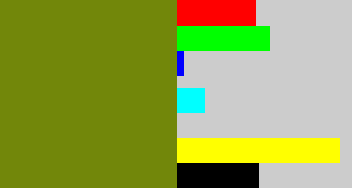 Hex color #72870a - swamp green