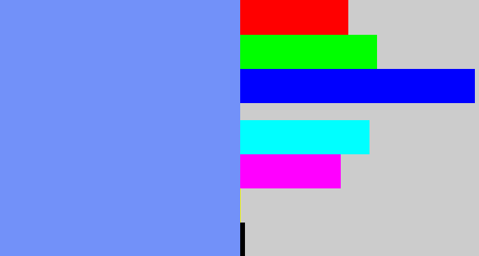 Hex color #7291f9 - soft blue
