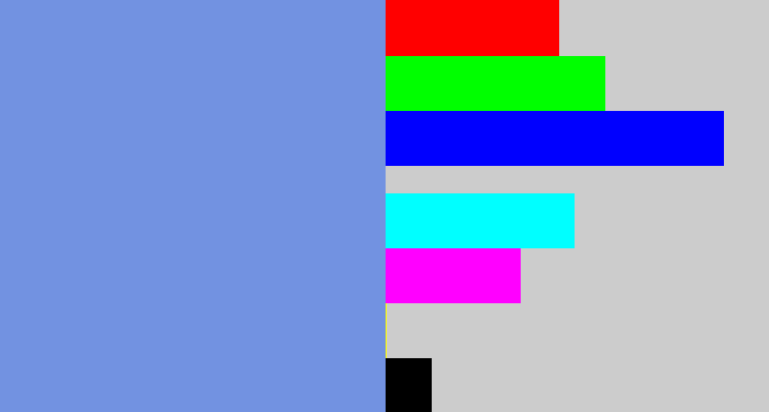 Hex color #7292e1 - soft blue
